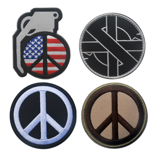 世界和平刺绣魔术贴章 臂章反战标志反核识别章 士气贴徽章背包贴