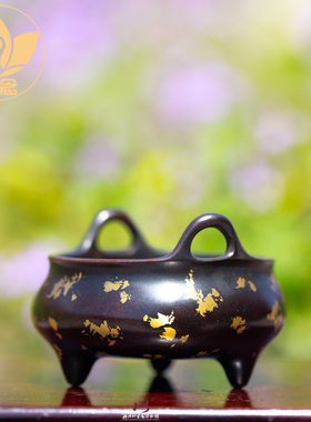 正念巧生炉铜炉名家陈巧生制冲天耳三足炉复古宣德炉赏玩收藏F300