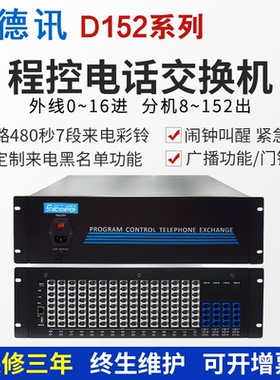 昌德讯D152酒店程控电话交换机4 8 16进80 96 136 144出两路IVR彩铃导航一键消防紧急警报对接机器人