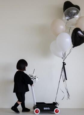 ins奶油哑光透明黑色爱心气球束宝宝拍照写真道具纯色飘空氦气球