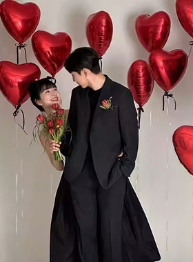 红色心形气球氦气飘空爱心求婚表白情人节日惊喜布置婚房装扮用品