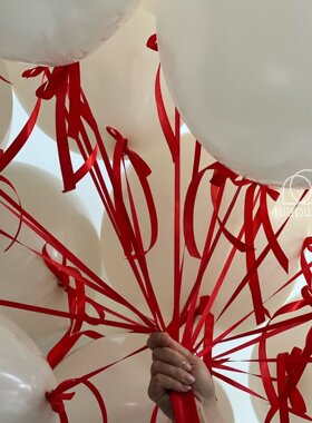 大红色蝴蝶结丝带装饰气球派对婚礼结婚订婚表白周年纪念布置用品