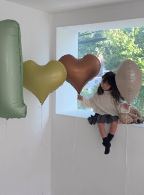 女孩生日装扮布置套餐绿色1岁数字韩式正心形裸色系韩式铝膜气球