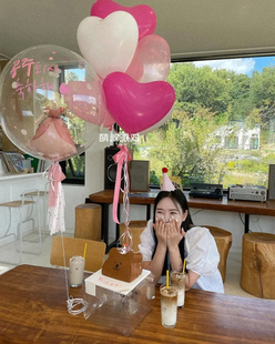 ins风进口爱心气球桃束充氦气可飘女孩告白七夕户外生日拍照道具