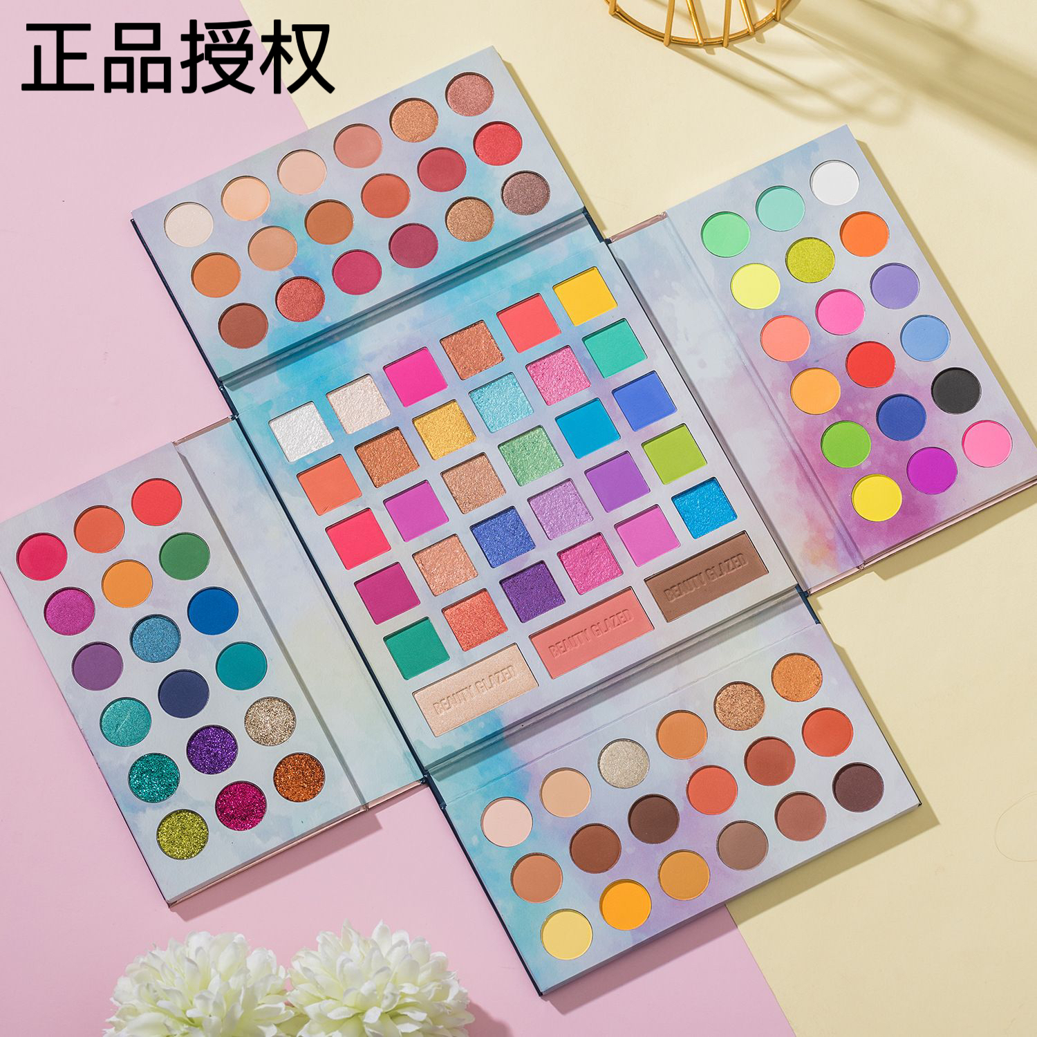 正品BEAUTYG LAZED105色化妆师专用舞台妆彩色眼影大盘亮片欧美妆