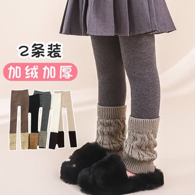 女童冬季加绒加厚款保暖打底裤子