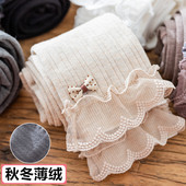 子 宝宝可开裆儿童蕾丝花边蝴蝶结长裤 女童秋冬季 加厚加薄绒打底裤