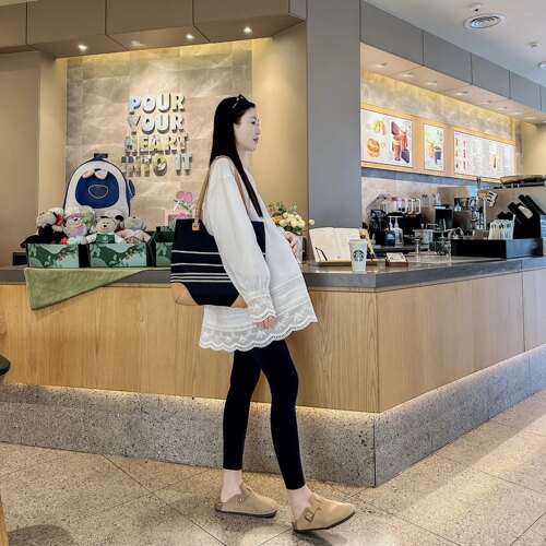 春夏孕妇装宽松大码蕾丝孕妇T恤上衣长袖时尚卫衣孕妇洋气打底夏