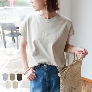 新款 纯棉T恤女夏季 下摆开叉上衣 前短后长短袖 跨境日韩系宽松大码