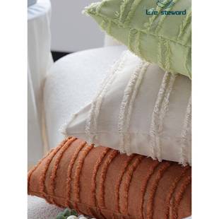pillow cover 流苏装 饰棉麻纯色抱枕套靠垫套靠包套靠枕套cushion