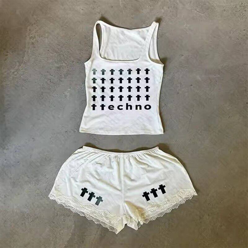 Letter vest shorts set