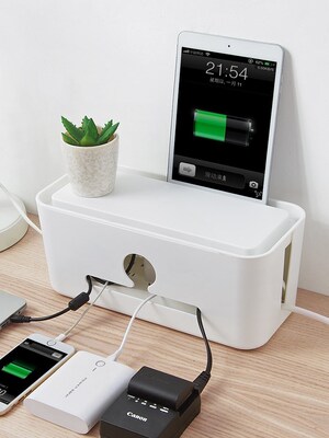 Large size power line storage box desktop charging socket