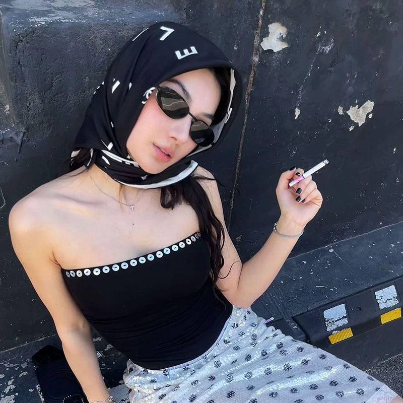 Sexy backless top for women 欧美女装排扣抹胸修身露背性感上衣