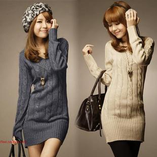 winter neck 长款 sweaters autumn long dress 毛衣女2024women