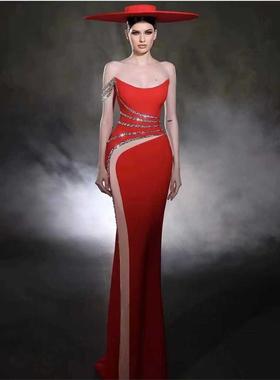 跨境独立站欧美潮流新娘礼服打歌服婚宴装紫色气质百搭钉钻连衣裙