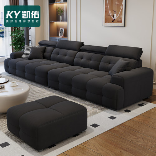凯佑意式云朵布沙发现代简约小户型客厅泡芙雪尼尔绒直排布艺沙发