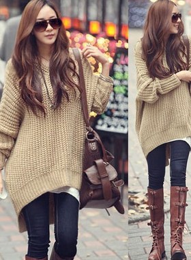 2017 Women Autumn pullover winter hooded knit sweater coat s