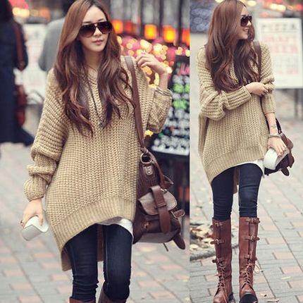 2017 Women Autumn pullover winter hooded knit sweater coat s