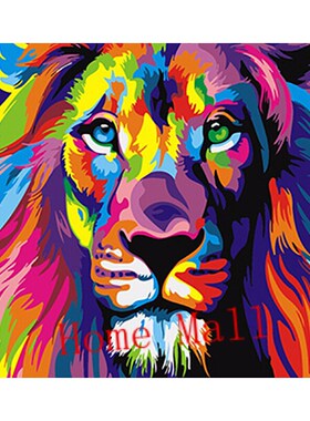 Frameless Colorful Lions Animals DIY Painting By Numbers Mod