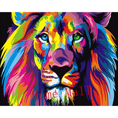 Frameless Colorful Lions Animals DIY Painting By Numbers Mod