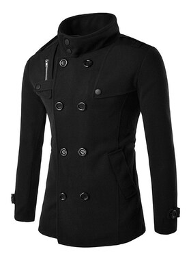 Autumn and winter new men's personality woolen coat呢子大衣