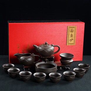 dark-red enameled pottery tea set ware Chinese gift souvenir
