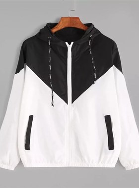 Basic Jacket Women Hooded Thin Windbreaker Outwear Coat plus