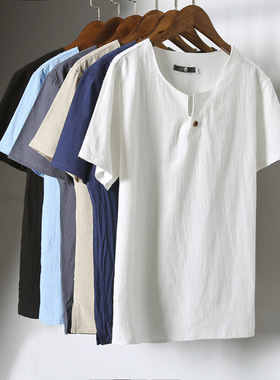 Summer t shirt v neck tees shirts tops for men boys v领T恤男