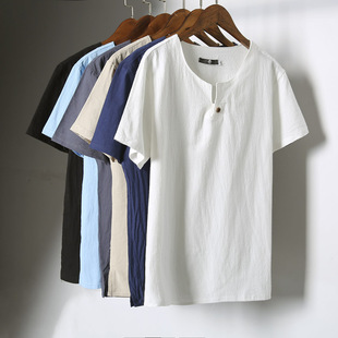 Summer t shirt v neck tees shirts tops for men boys v领T恤男