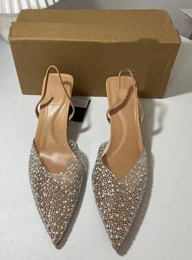 欧美新款珍珠饰细高跟凉鞋女ZA High Heels Sandals Shoes Women