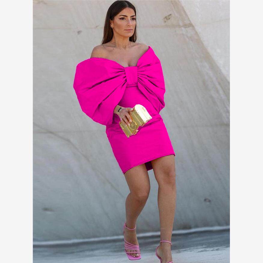 欧美大码蝴蝶结设计感时尚性感连衣裙PlusSize Sexy  Party Dress
