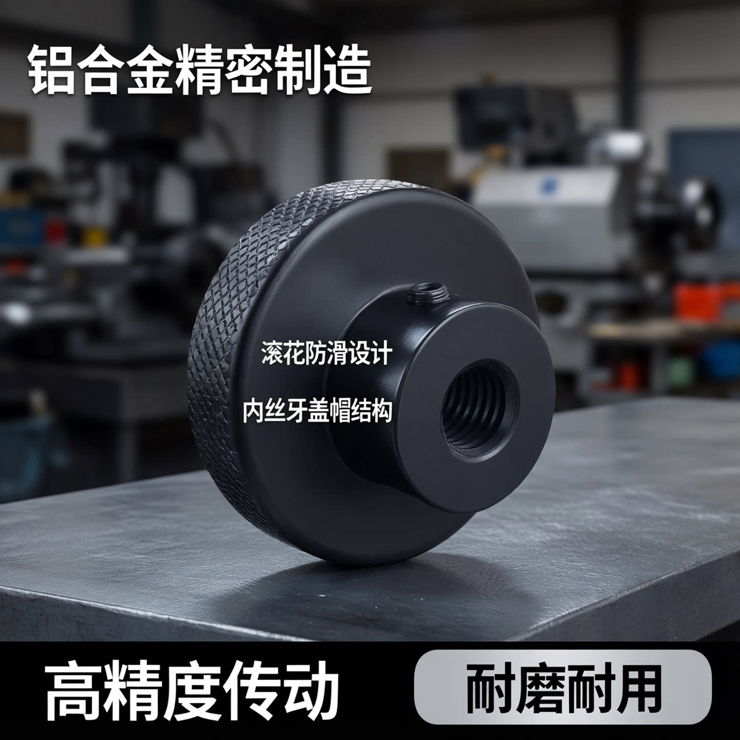 铝合金滚花手拧螺母旋拧丝母螺帽内丝牙盖帽机床圆形黑红手轮手柄