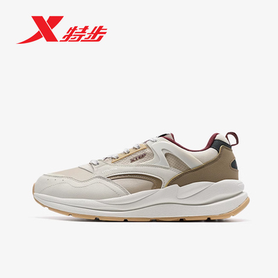 特步男鞋运动鞋光年皮面休闲鞋