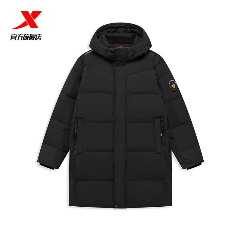 特步中长款羽绒服男2024冬季