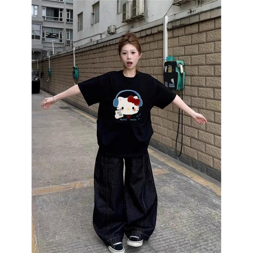 黑色纯棉短袖t恤女2026新