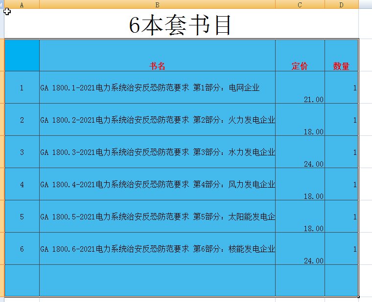 6本套单行本 GA 1800-2021 电力系统治安反恐防范要求 电网企业 含GA 1800.1-2021+GA 1800.2-2021+GA 1800.3-2021+GA 1800.4