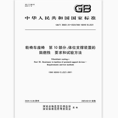 GB/T 30661.10-2024 轮椅车座椅 第10部分:体位支撑装置的阻燃性 要求和试验方法