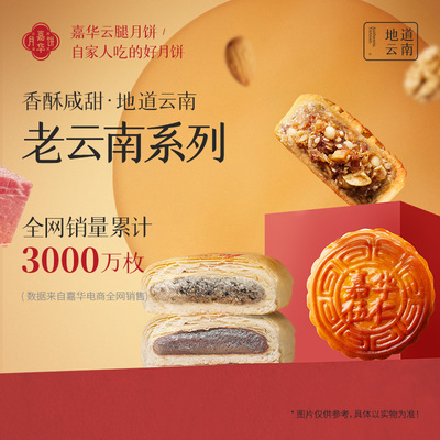 云南嘉华月饼特产洗沙麻仁伍仁月饼传统糕点休闲零食中秋节吃送礼