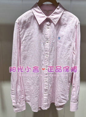 ELAND依恋正品26夏时尚格纹翻领亚麻长袖衬衫EEYCG63S01 YCG63S01