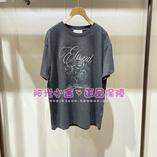 ELAND依恋正品26夏时尚印花宽松落肩圆领T恤EERAG24E03 RAG24E03