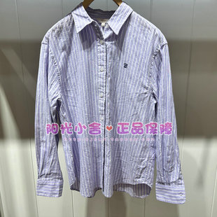 ELAND依恋正品26夏通勤气质翻领条纹长袖衬衫EEYSG23E01 YSG23E01