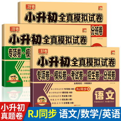 小升初全真模拟试卷 RJ版小学六年级6年级语文数学英语同步专项训练单元期中期末测评卷内容丰富题型由浅入深名校老师推荐学霸必备