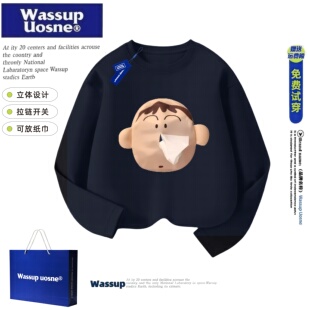 WASSUP联名小丑鱼亲子Z立体口袋抽纸短袖T恤阿呆搞怪随身带纸上衣