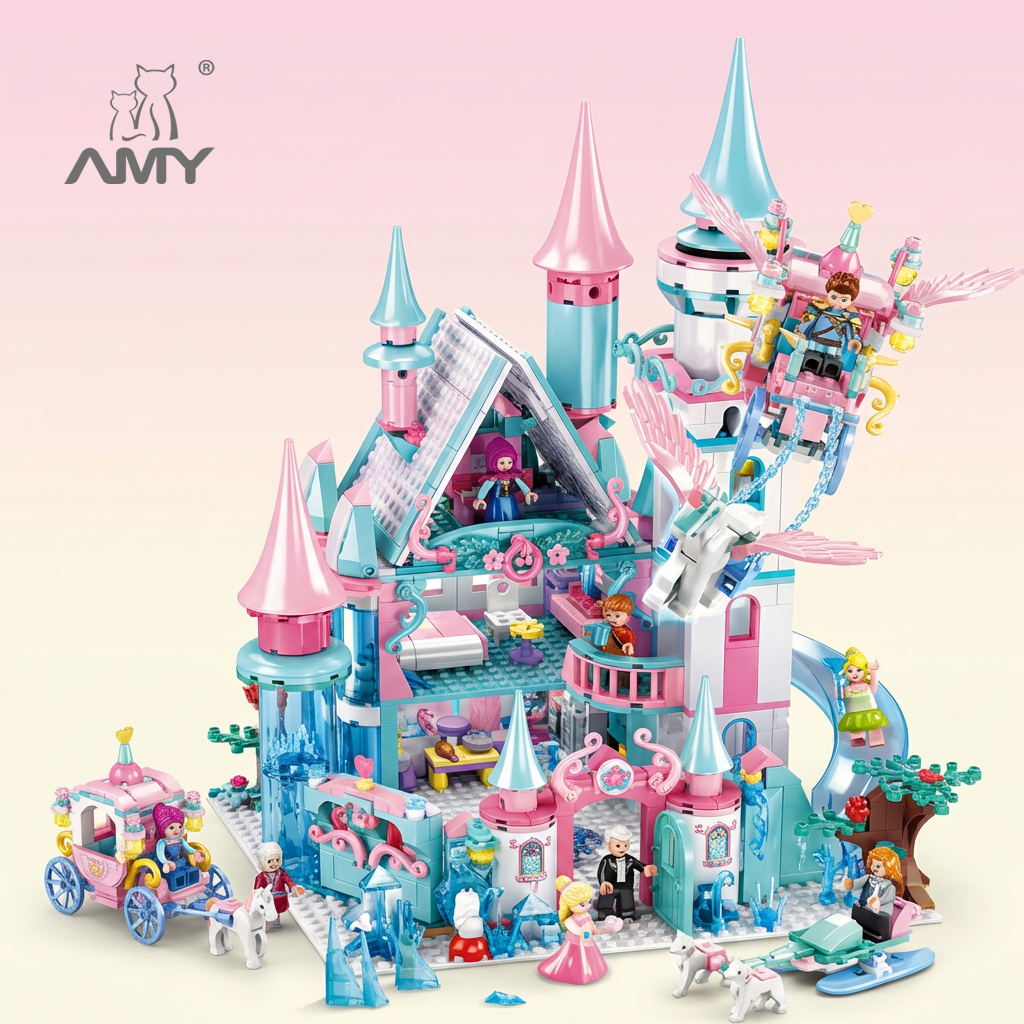 AMY拼装积木城堡玩具女孩公主城堡模型拼插积木益智玩具
