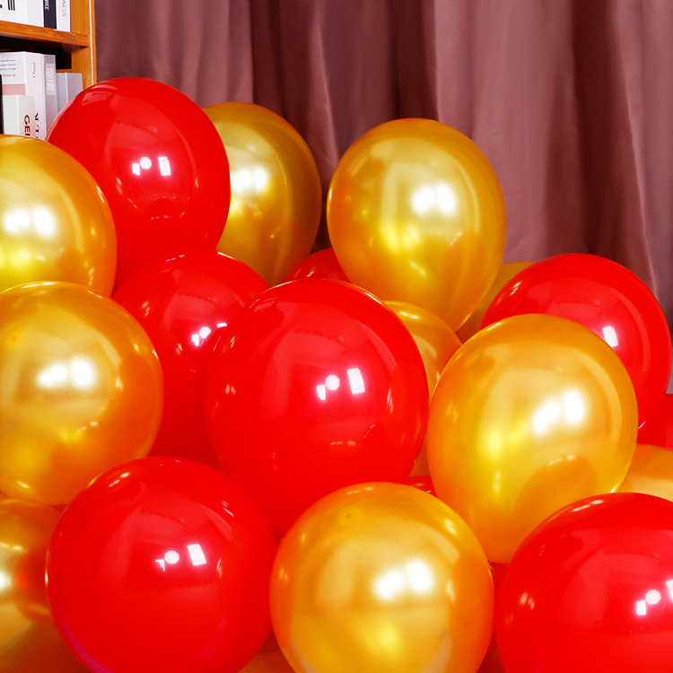 活动气球装饰场景布置年会红色金色开业活动10寸圆形乳胶汽球结婚
