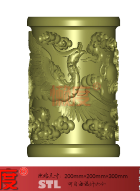 精品石材栏杆柱头立体墓碑精雕图STL文件OBJ电脑雕刻图凤柱头001