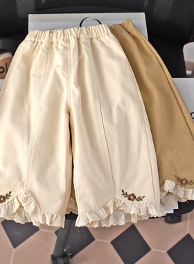 英国KABEI TREE女童裤子2026新款春秋款儿童阔腿裤休闲洋气时髦潮