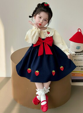 英国KABEI TREE女童连衣裙2026新款春秋季儿童长袖洋气公主裙子