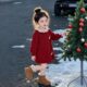 英国KABEI TREE女童红色连衣裙冬季 新年喜庆过年公主风保暖毛衣裙
