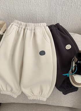 英国KABEI TREE男童裤子加厚加绒保暖长裤一体绒宝宝休闲运动卫裤